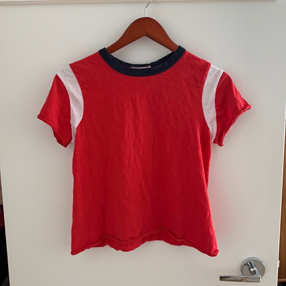 Rag & bone T-shirt // red, white & navy.